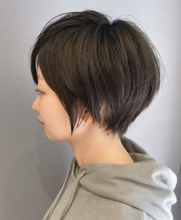 丸みショートスリークボブローライト厚めバング★