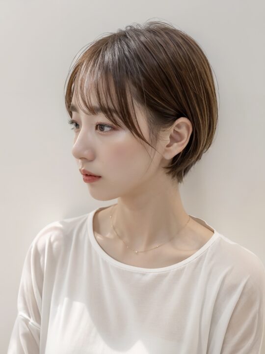 大人かわいい艶感春の丸みショートボブ